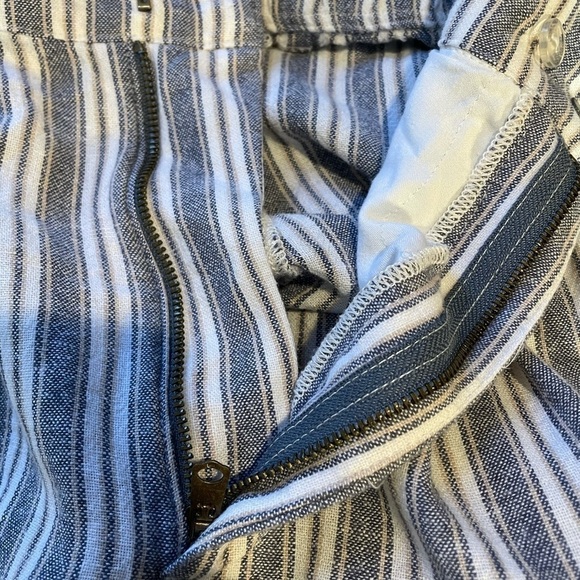 Abercrombie & Fitch Ultra High Rise Blue Linen Striped Pants wide leg Small - Picture 7 of 13